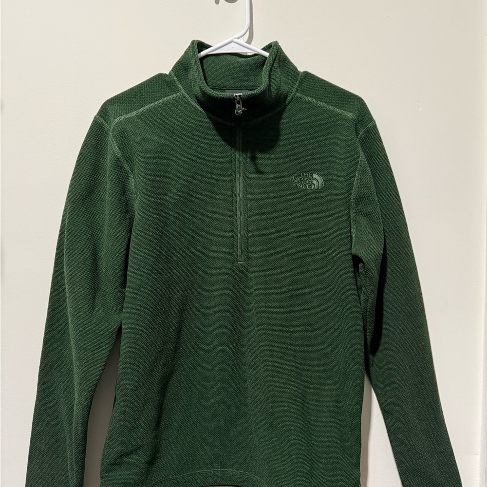 The North Face Men's Green Textured 3/4 pullover size small-euc